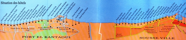 Cliquez pour agrandir la Carte des h�tels SOUSSE & EL-KANTAOUI