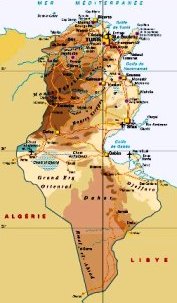 Carte g�ographique et routi�re de Tunisie
