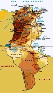 Carte g�ographique et routi�re de Tunisie