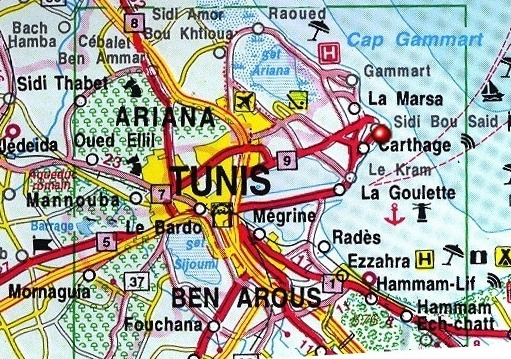 Carte de Tunis et banlieue